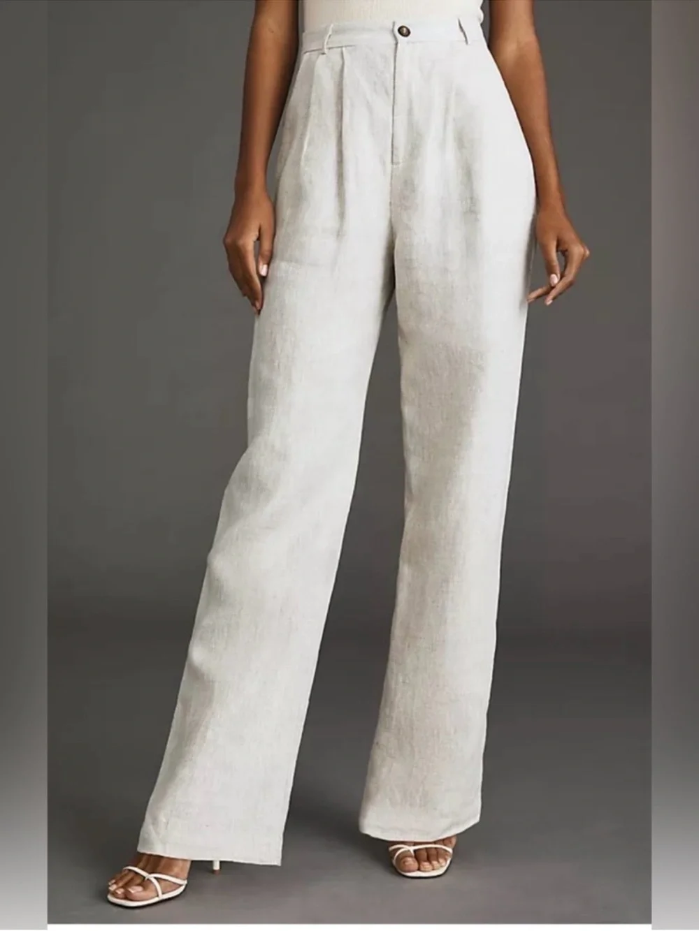 Reformation Pants Mason Pleated Trouser in Oatmeal Cream
